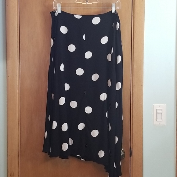Free People Black Polka Dot Asymmetrical Skirt 10 - Picture 2 of 5